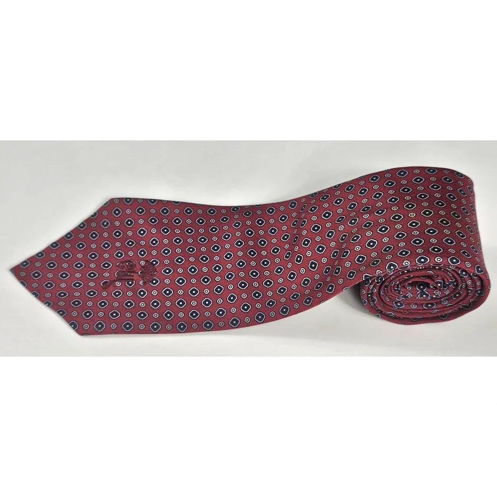 Vintage Woolf Brothers Countess Mara Tie Geometric Logo Red Black Blue Irregular